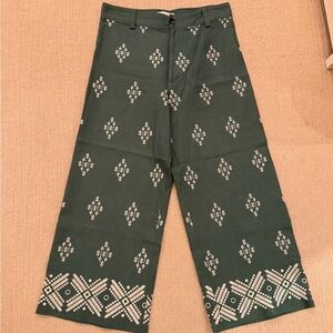 Zara Dark Green Patterned Chinos